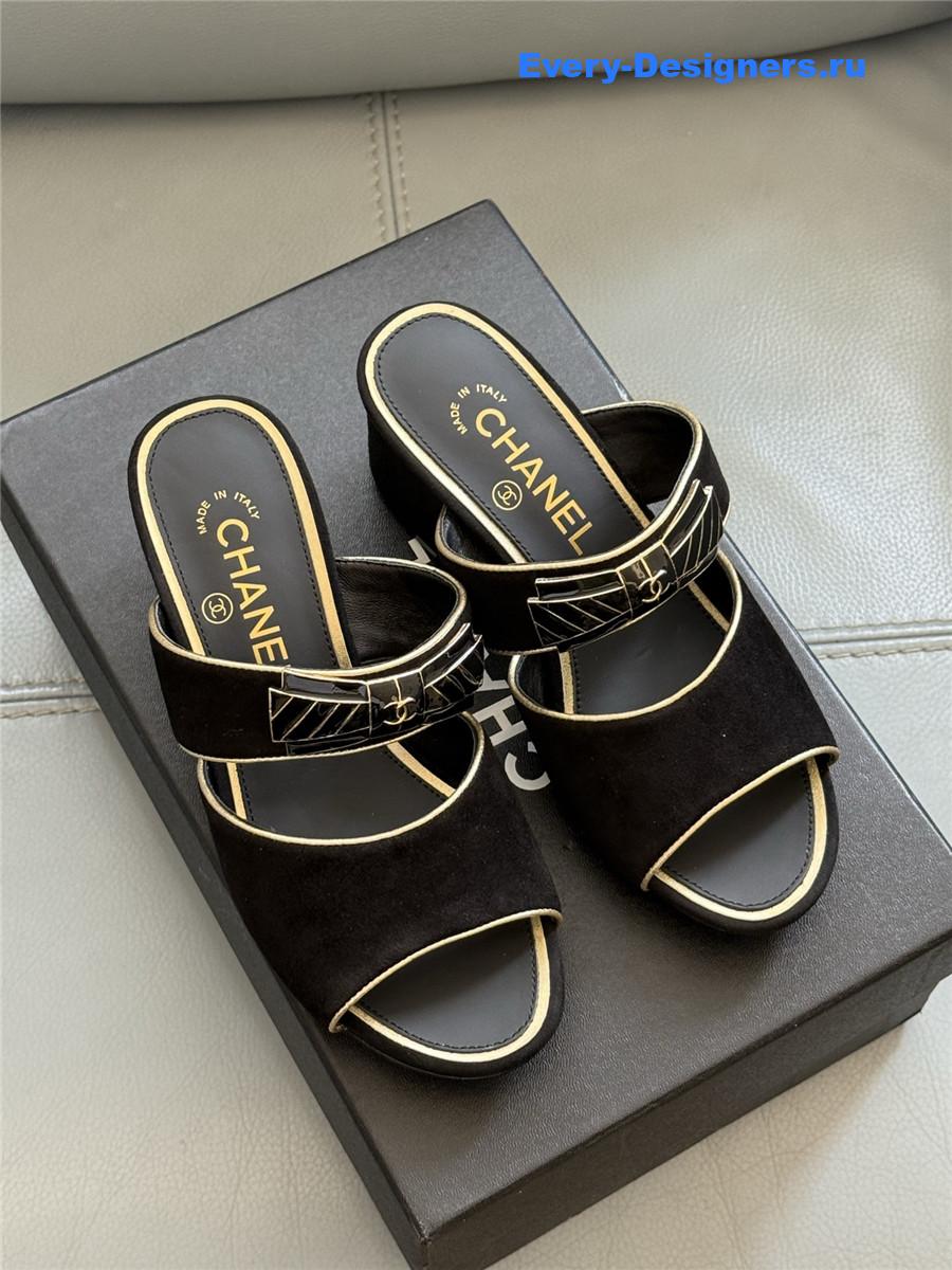 Ch**el black bowknot sandals