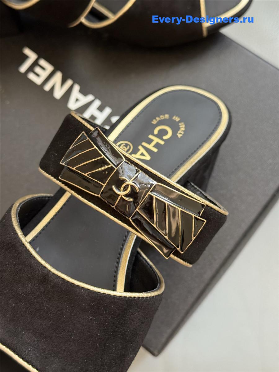 Ch**el black bowknot sandals