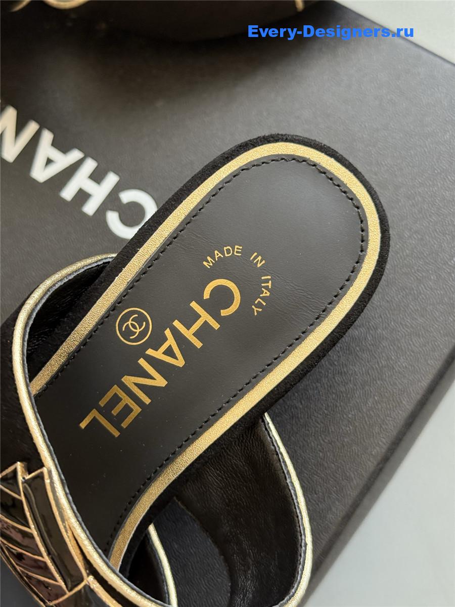 Ch**el black bowknot sandals