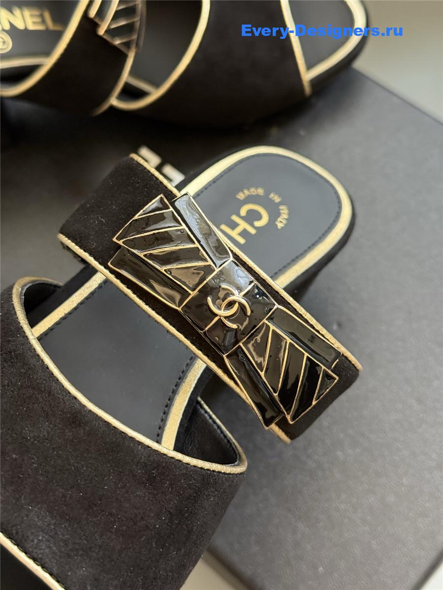 Ch**el black bowknot sandals