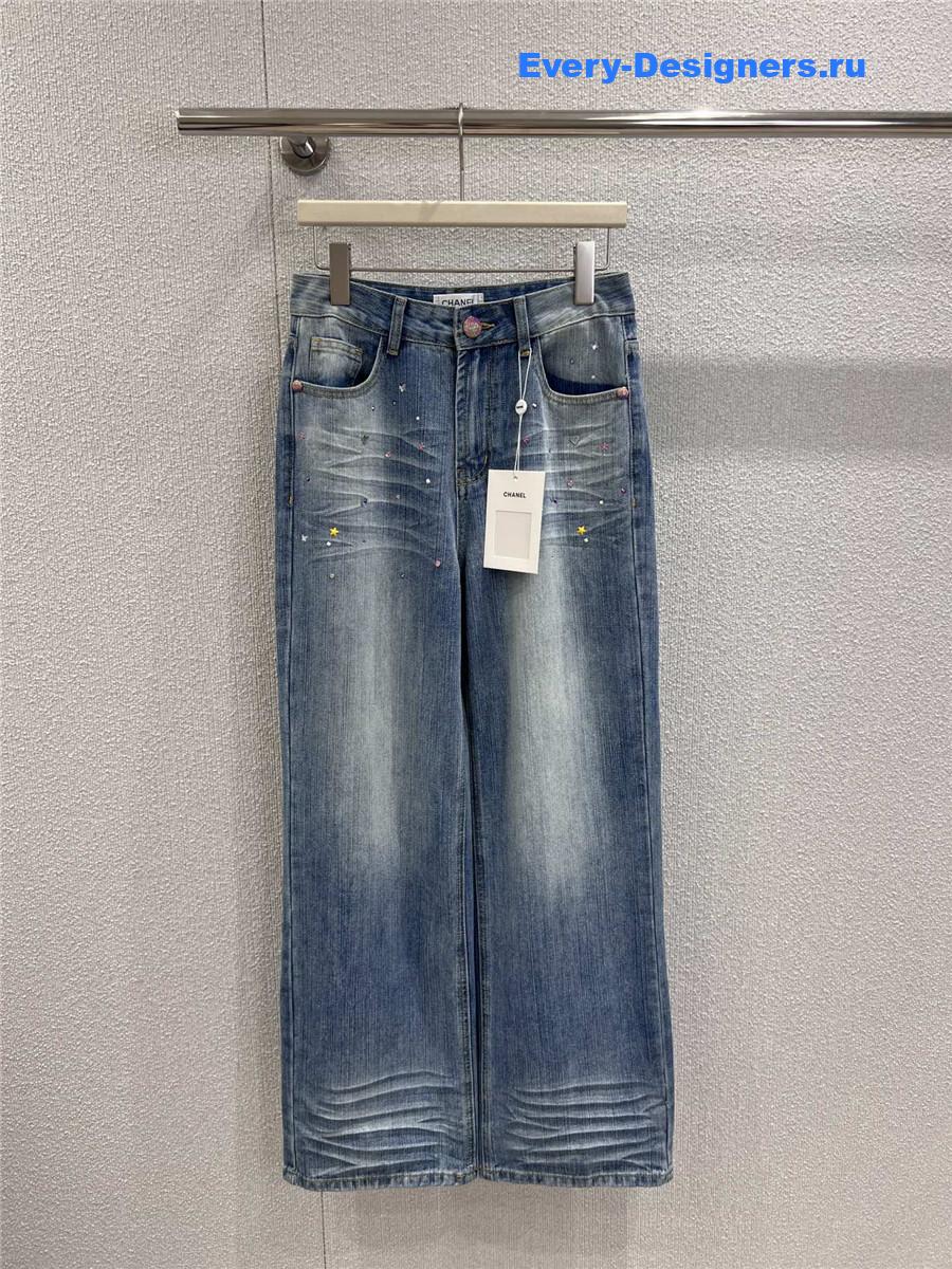 Ch**el blue wide leg jeans