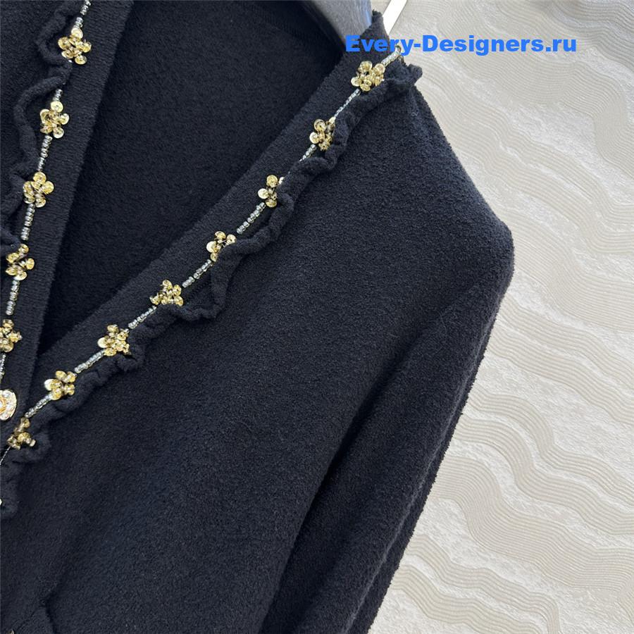 Ch**el ruffled lace knitted v-neck cardigan