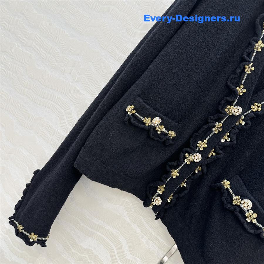 Ch**el ruffled lace knitted v-neck cardigan