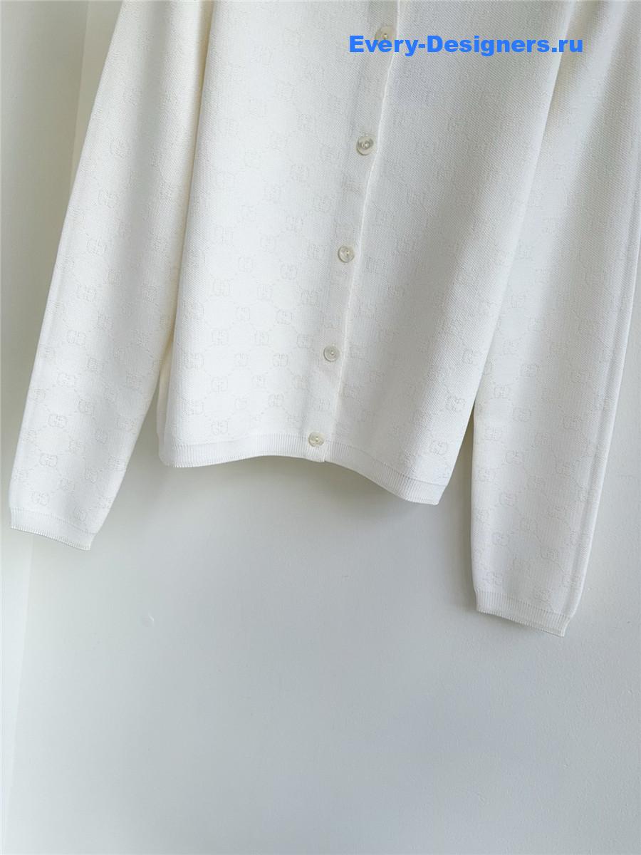 Gvc*1 white jacquard knit cardigan