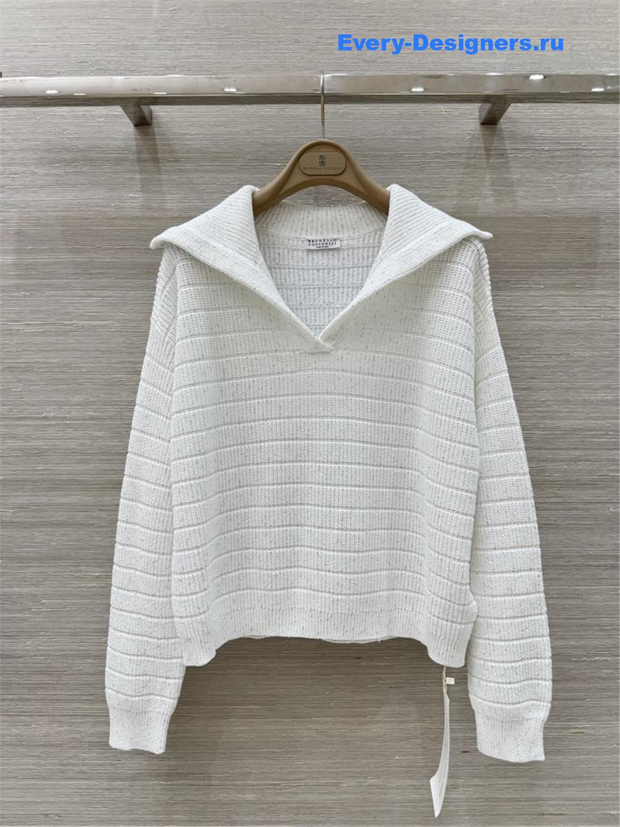 BC White Ribbed Knit Sweater