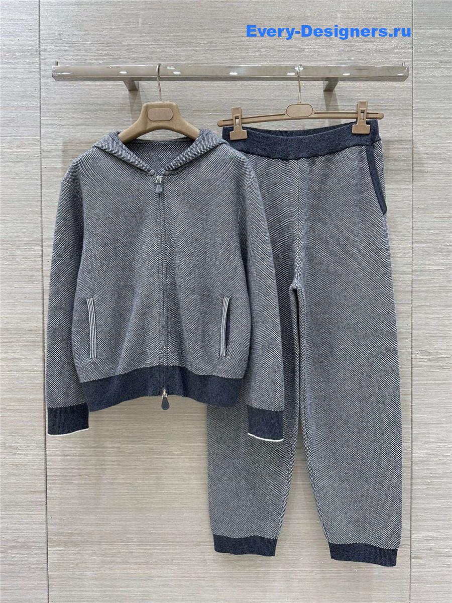 L0r0 P1ana grey cashmere hooded suit