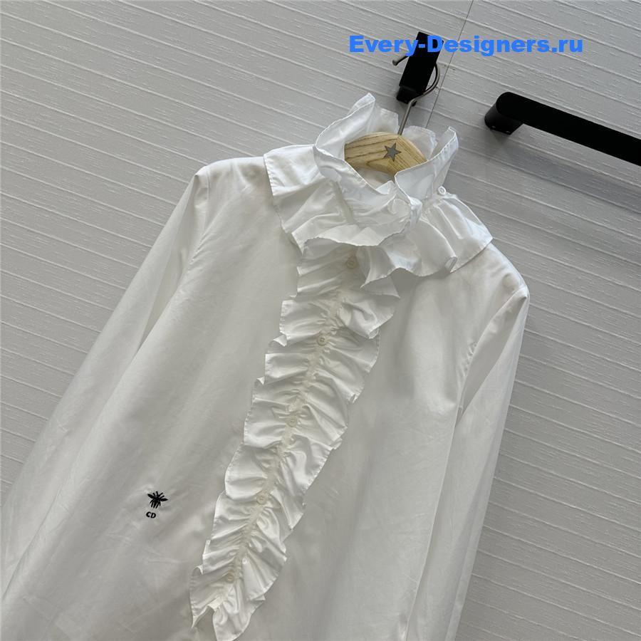 D10r white ribbon ruffled shirt