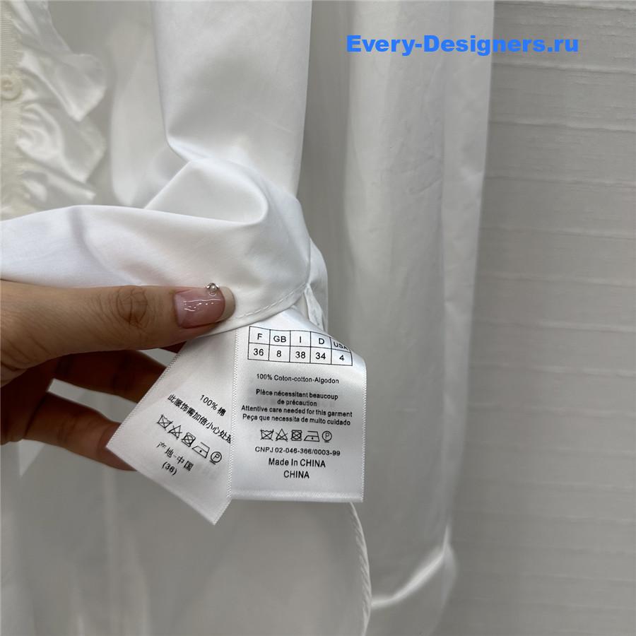 D10r white ribbon ruffled shirt