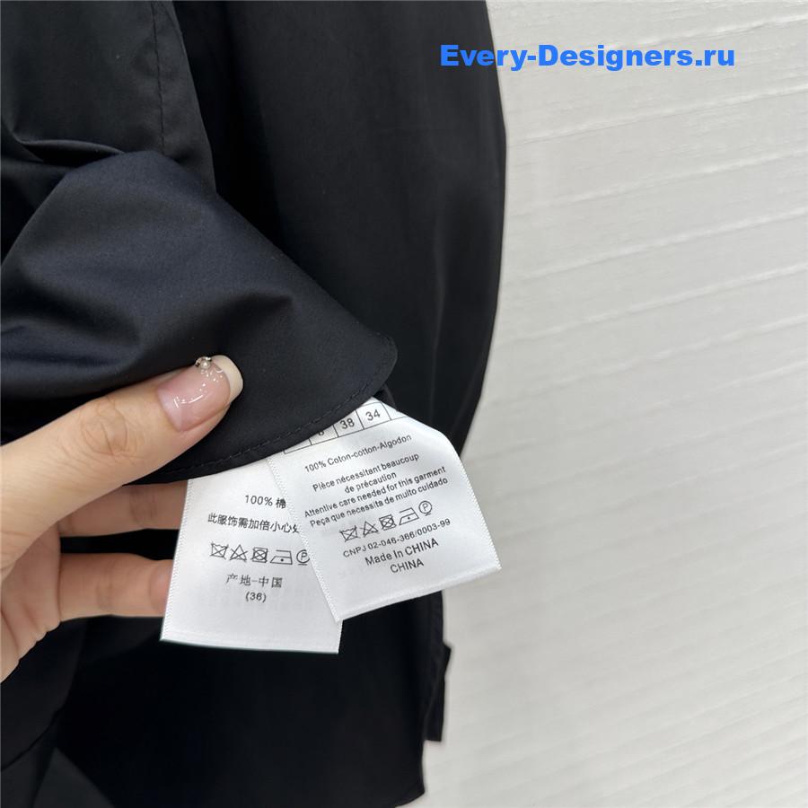 D10r black ruffled high-neck cotton blouse