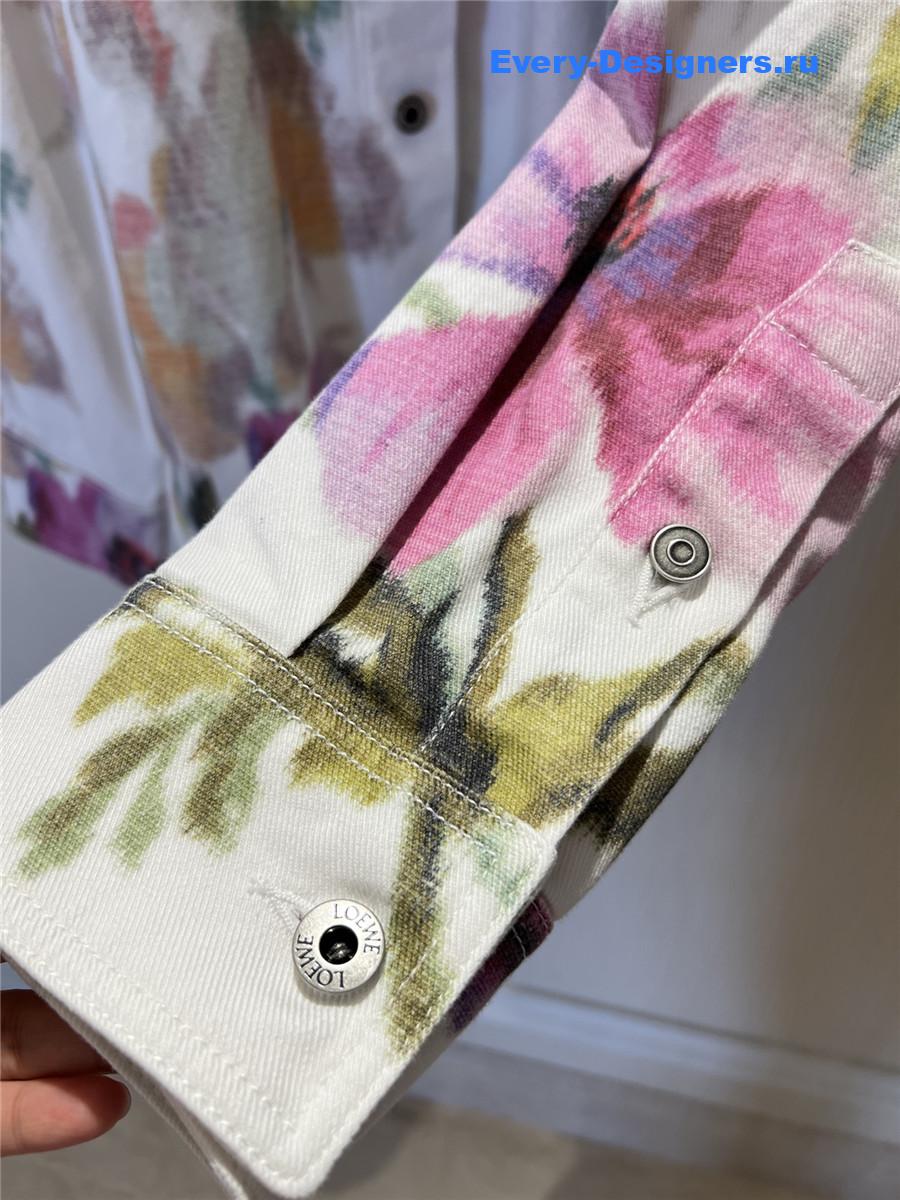 L0ew* floral denim overshirt