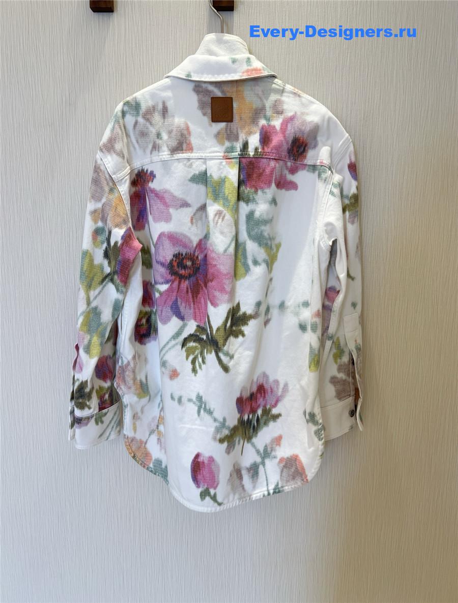 L0ew* floral denim overshirt