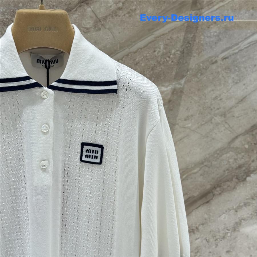 Miu Miu White Cashmere Polo Top