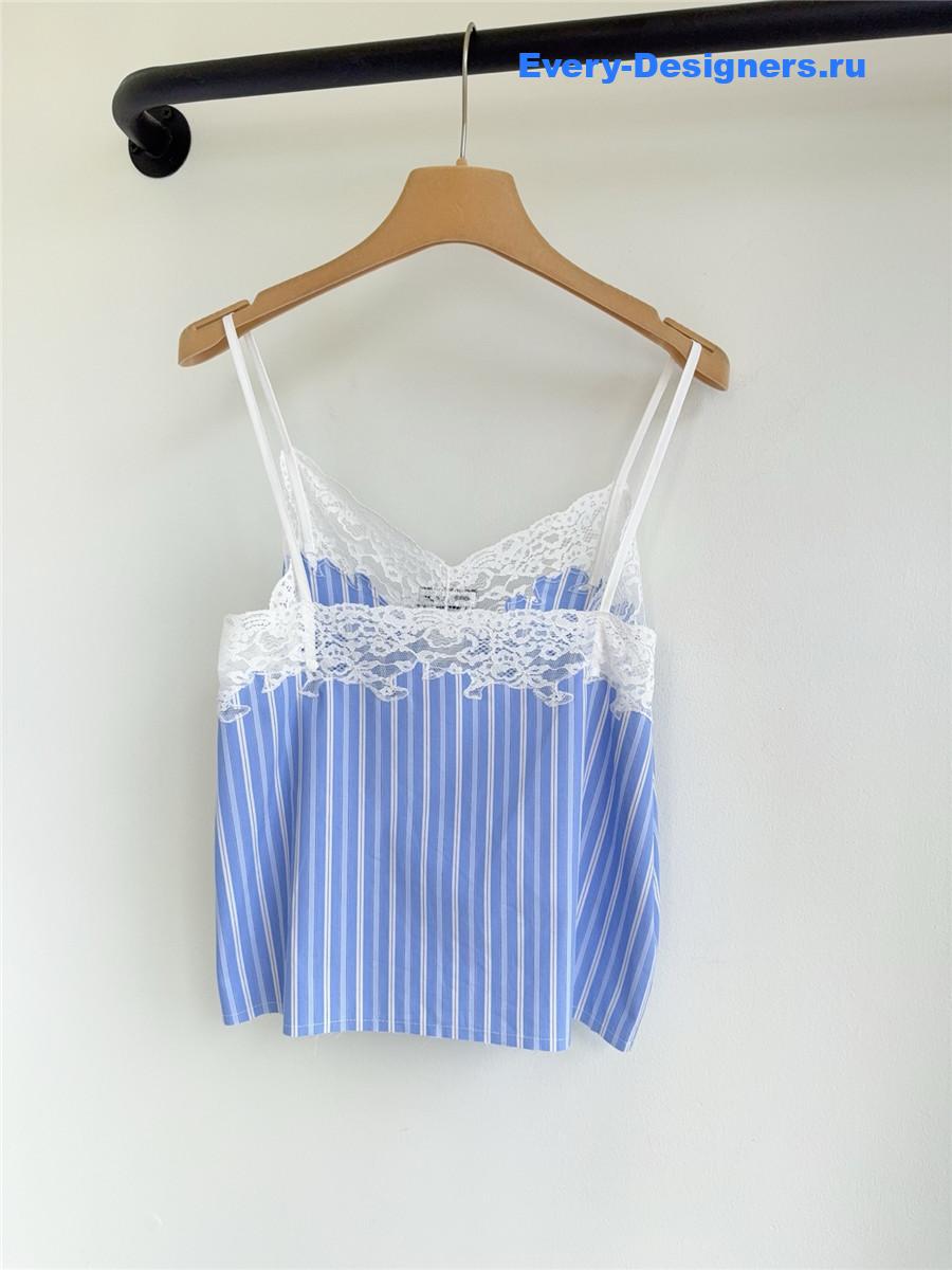 Miu Miu Blue Striped Lace Top
