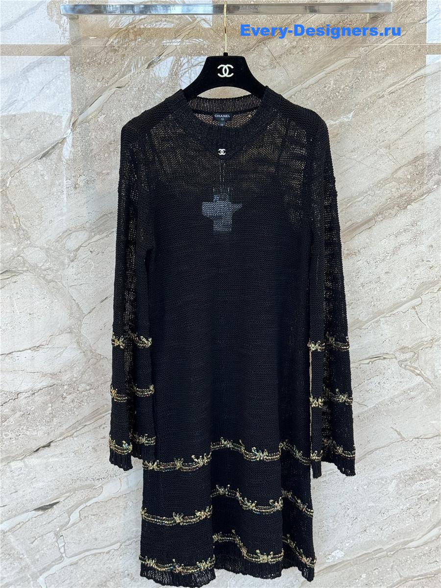 Ch**el gold yarn striped dress