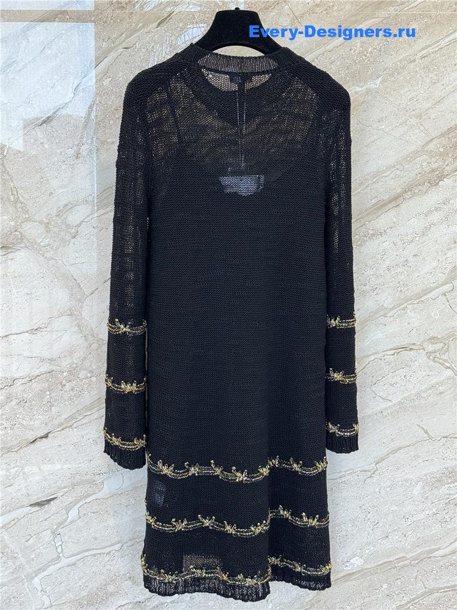 Ch**el gold yarn striped dress