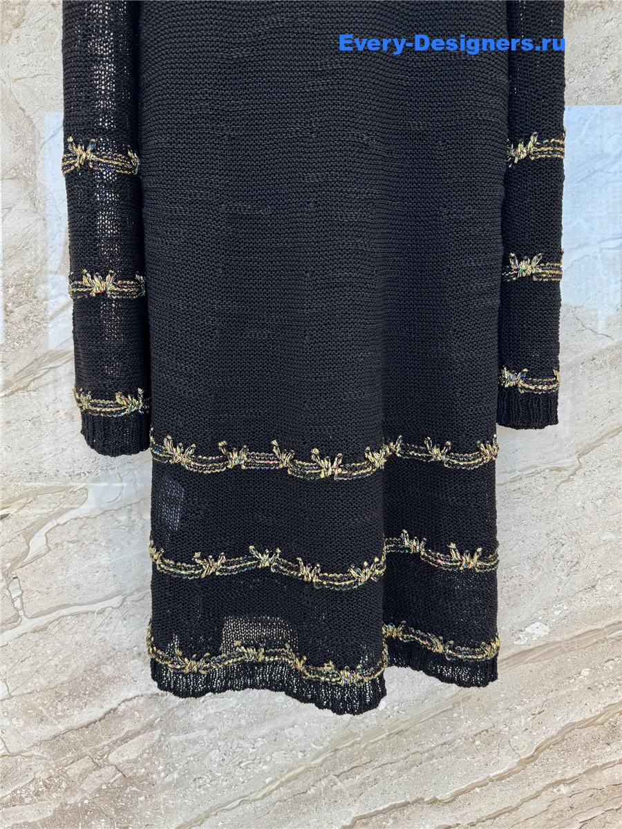 Ch**el gold yarn striped dress