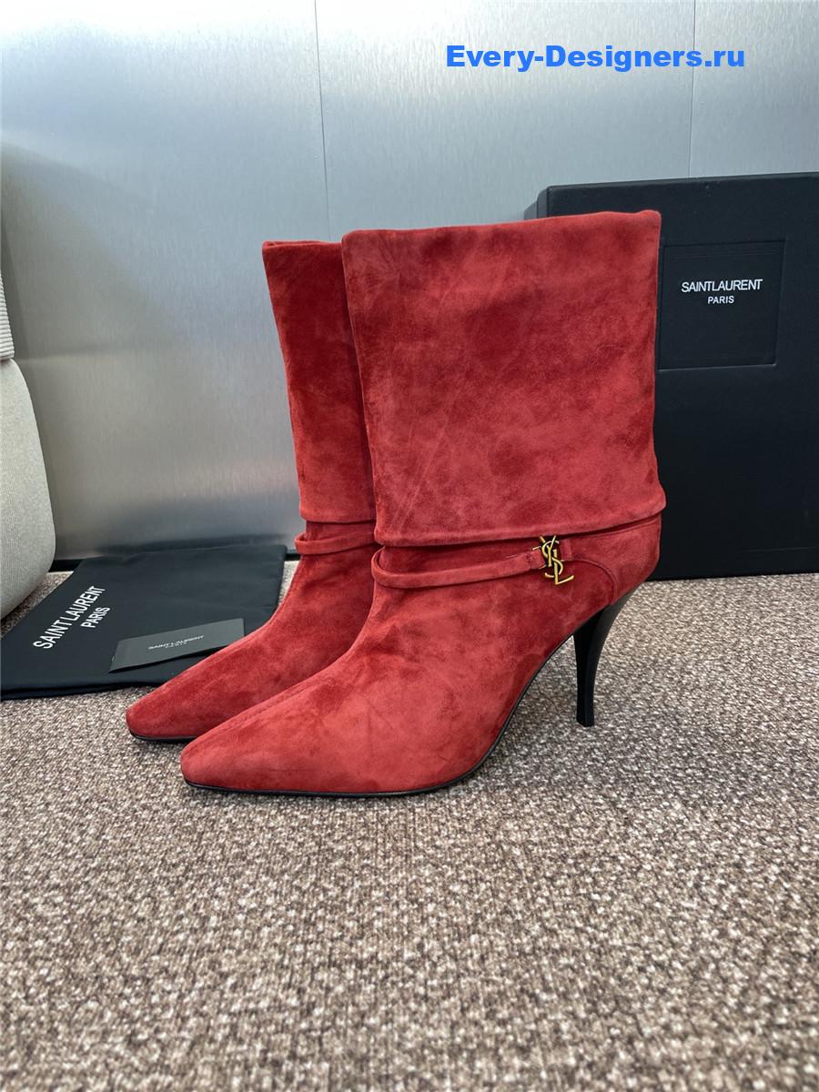 Sa1nt Lau*nt logo buckle ankle boots