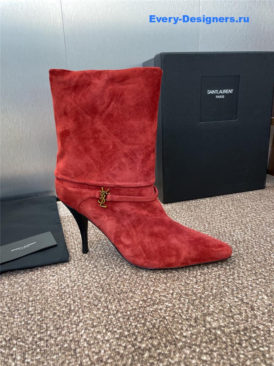 Sa1nt Lau*nt logo buckle ankle boots