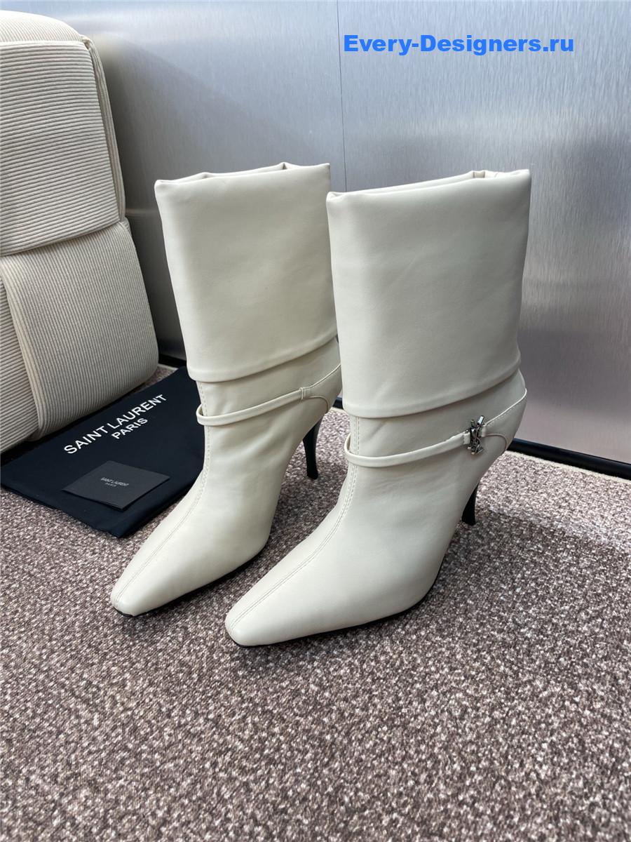 Sa1nt Lau*nt white buckle ankle boots