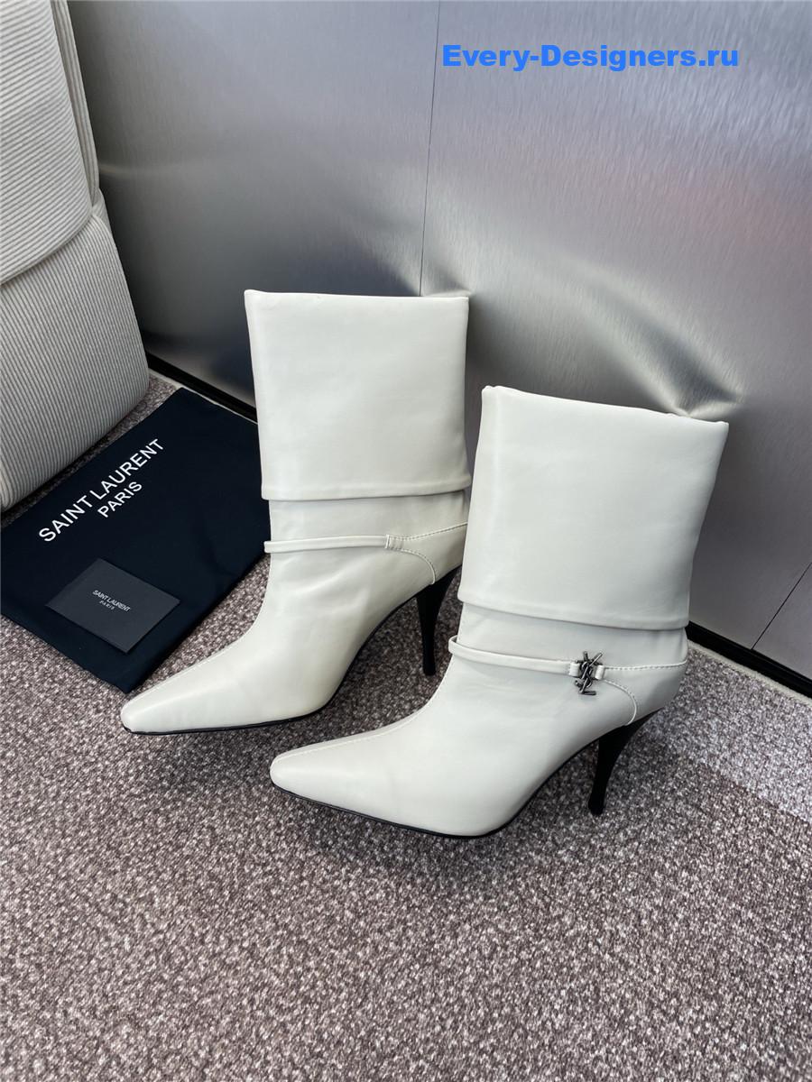 Sa1nt Lau*nt white buckle ankle boots