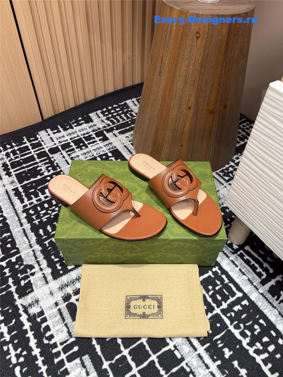 Gvc*1 gg brown leather sandals