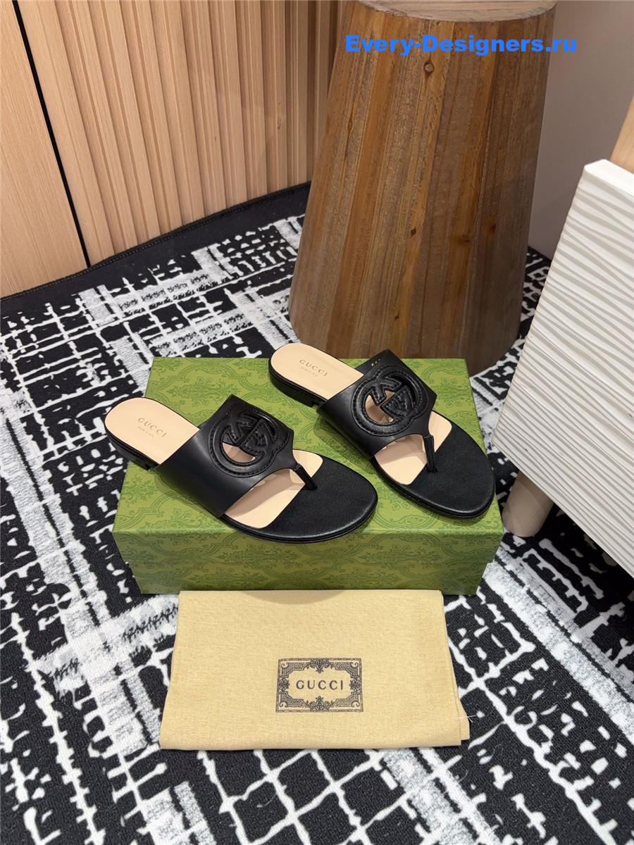 Gvc*1 gg black leather sandals
