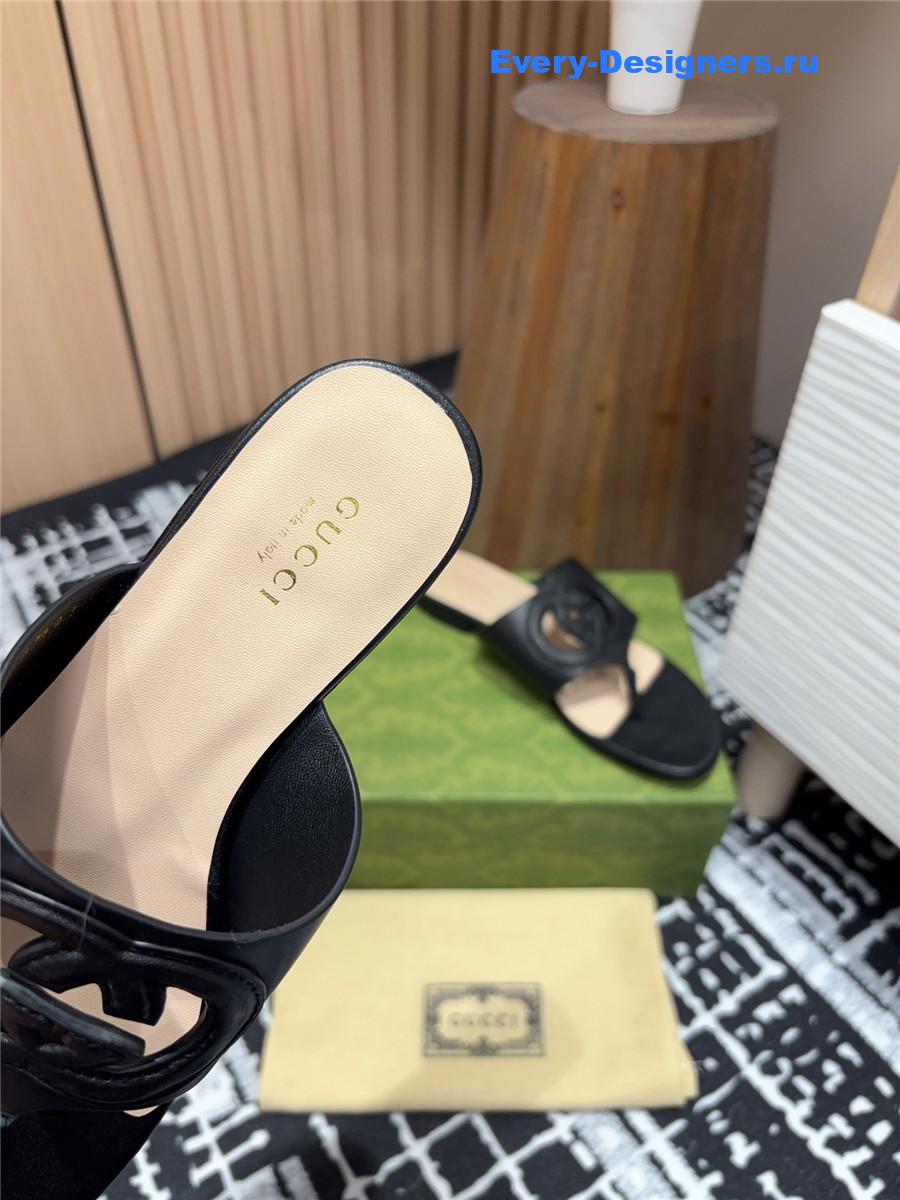 Gvc*1 gg black leather sandals