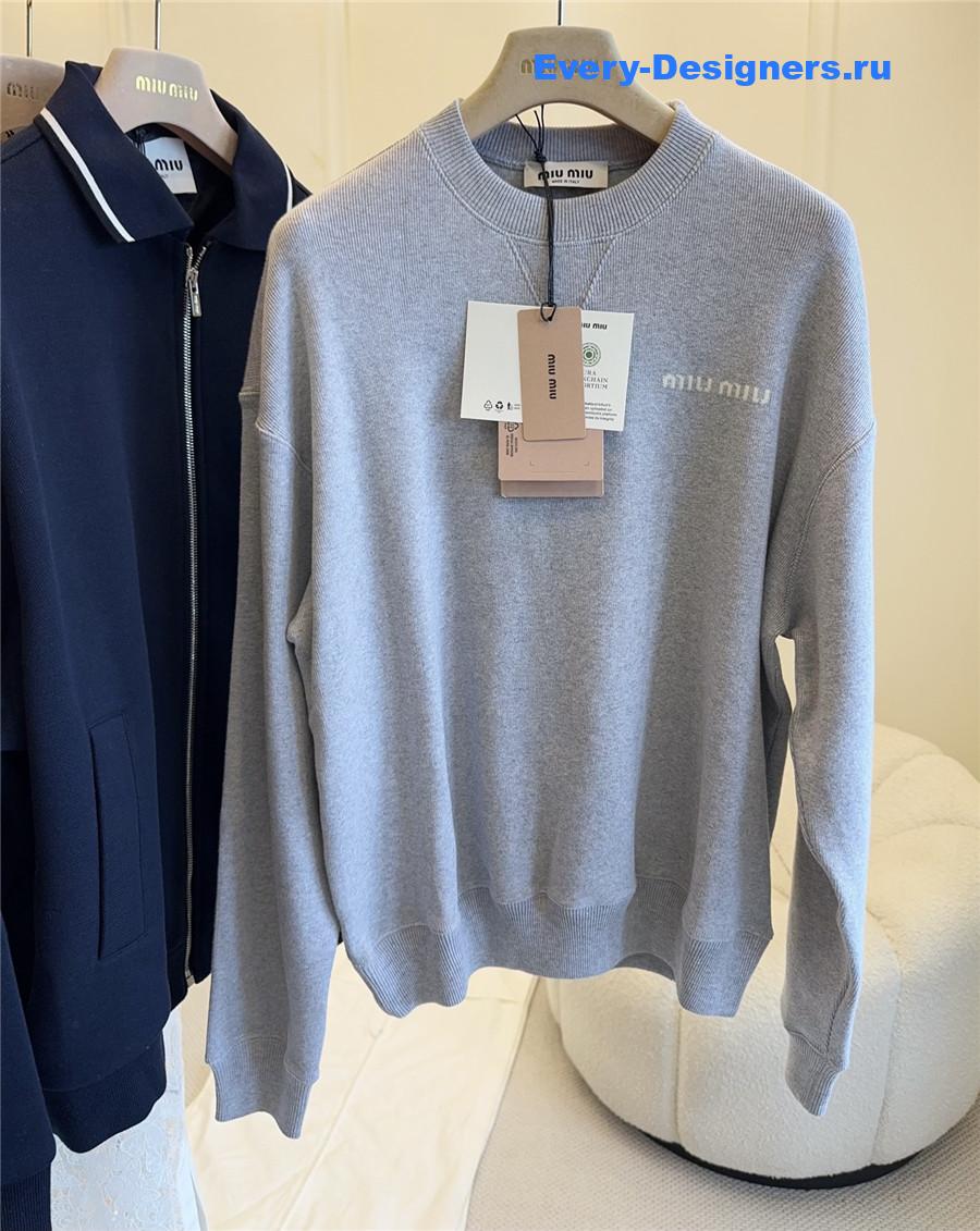 Miu Miu Grey Embroidered Sweatshirt