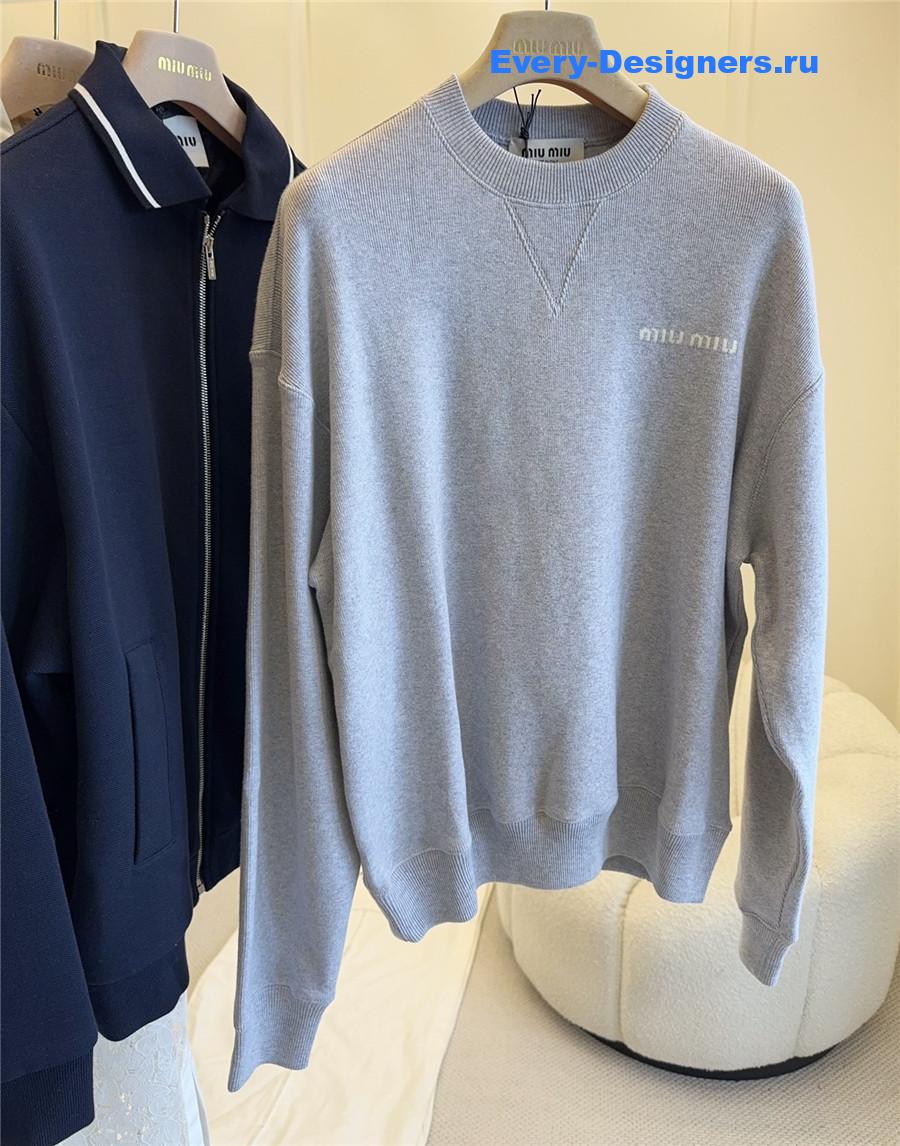 Miu Miu Grey Embroidered Sweatshirt