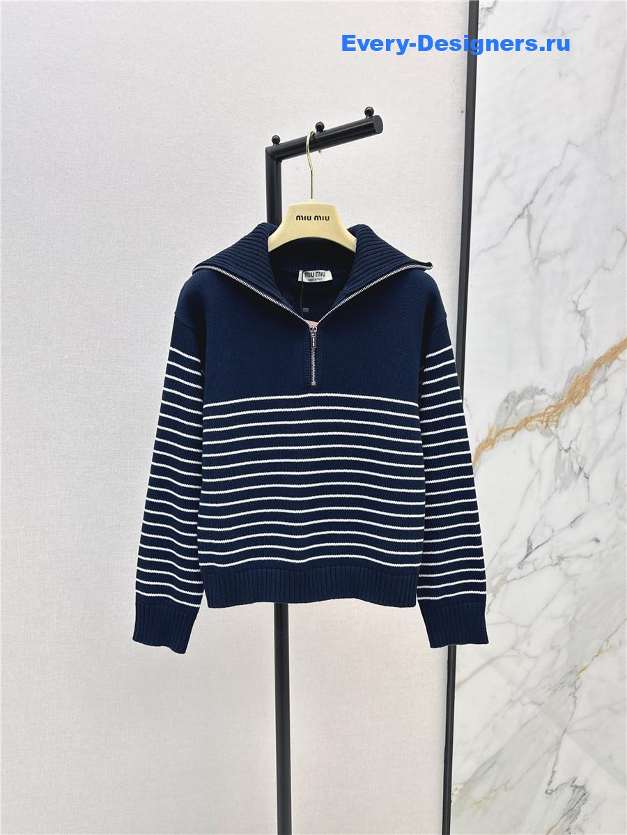 Miu Miu blue white cashmere sweater