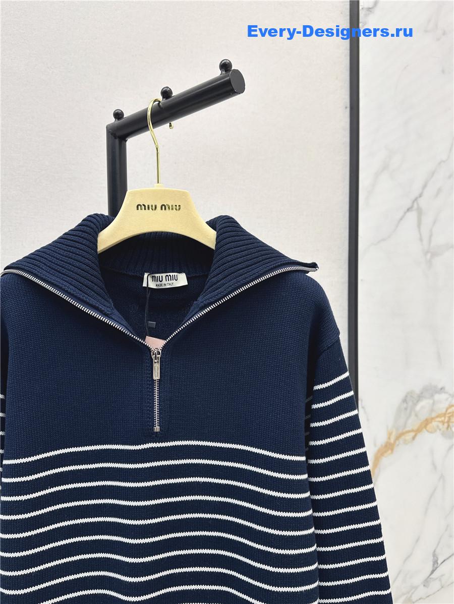 Miu Miu blue white cashmere sweater