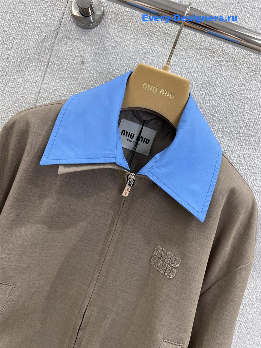 Miu Miu Brown Gabardine Blouson Jacket