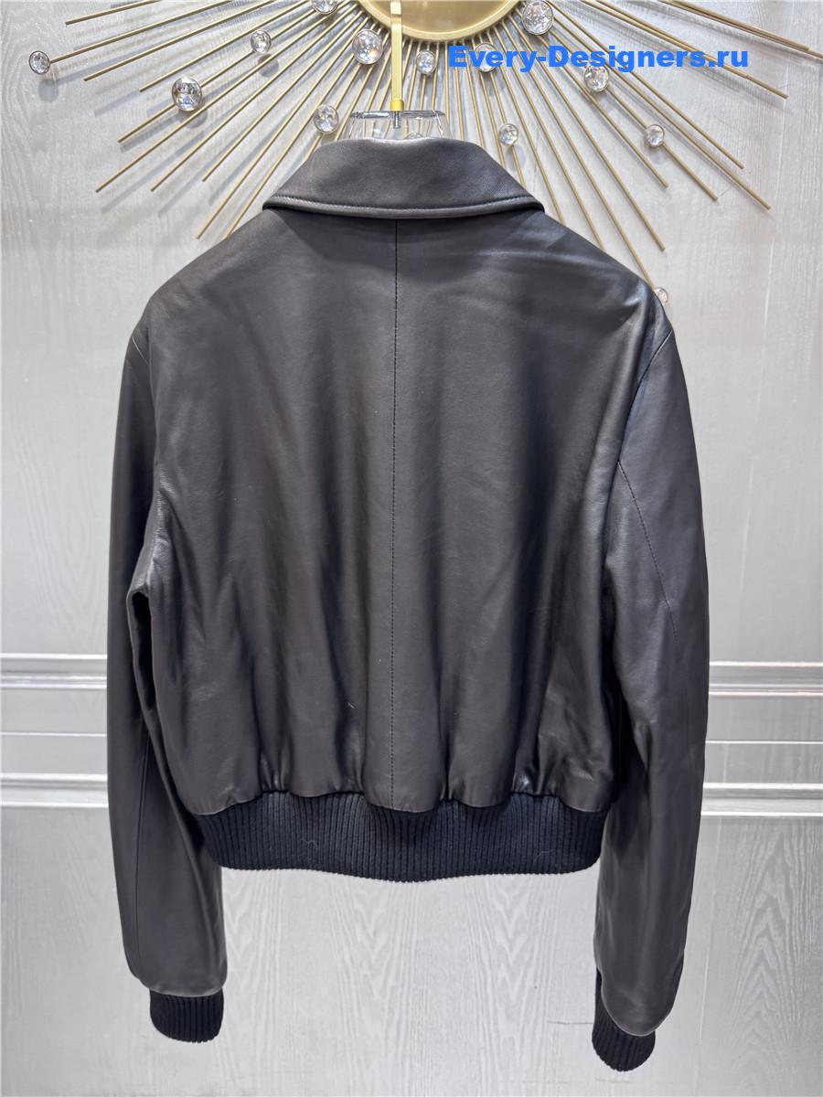 Miu Miu Black Leather Cropped Jacket