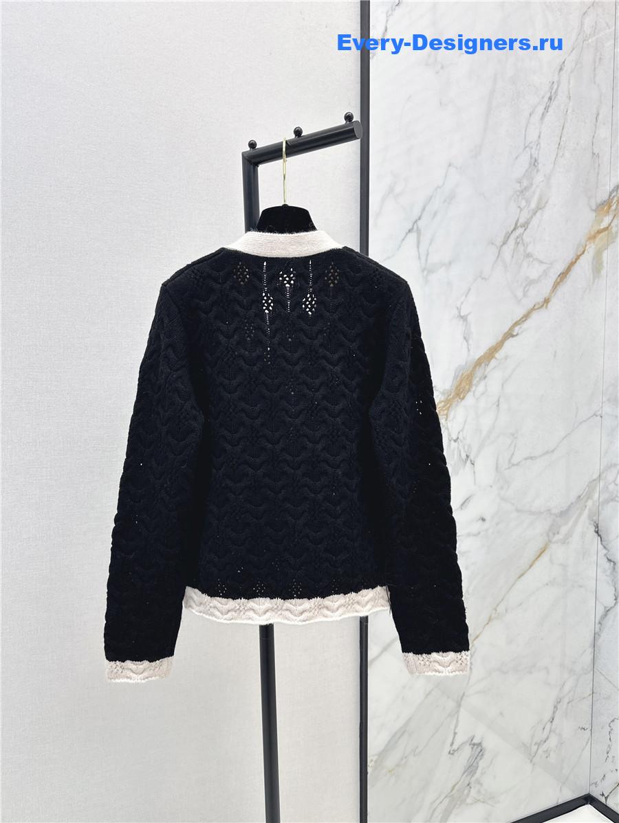 Ch**el black trim v-neck cardigan