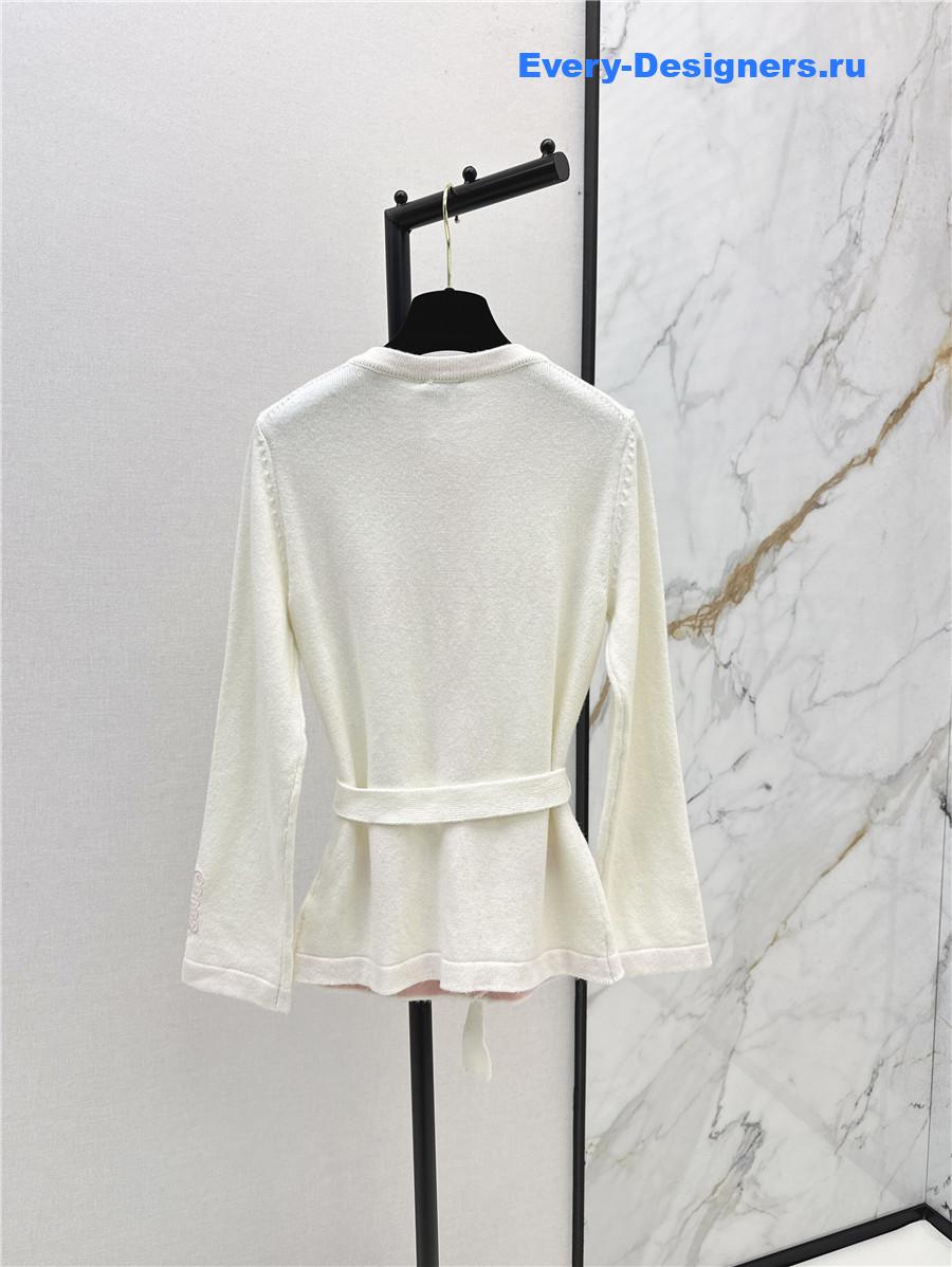 Ch**el coco white belt knit cardigan