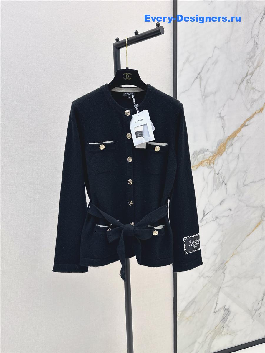 Ch**el coco black belt knit cardigan