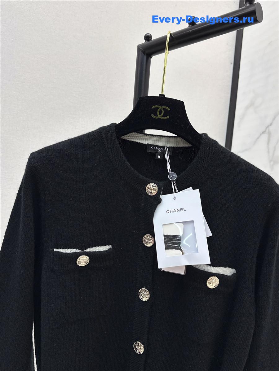 Ch**el coco black belt knit cardigan