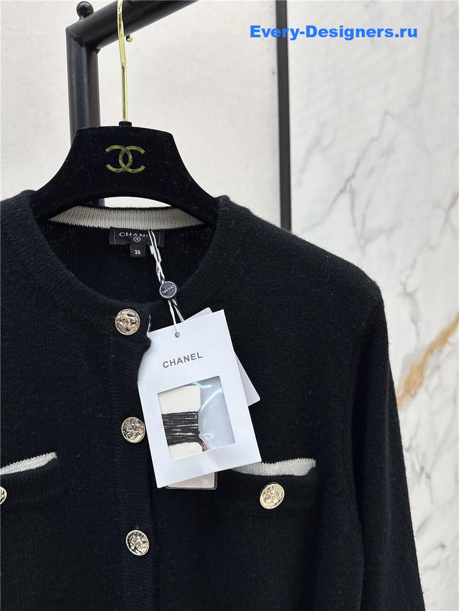 Ch**el coco black belt knit cardigan