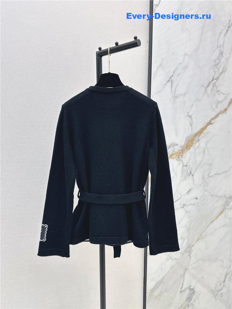 Ch**el coco black belt knit cardigan