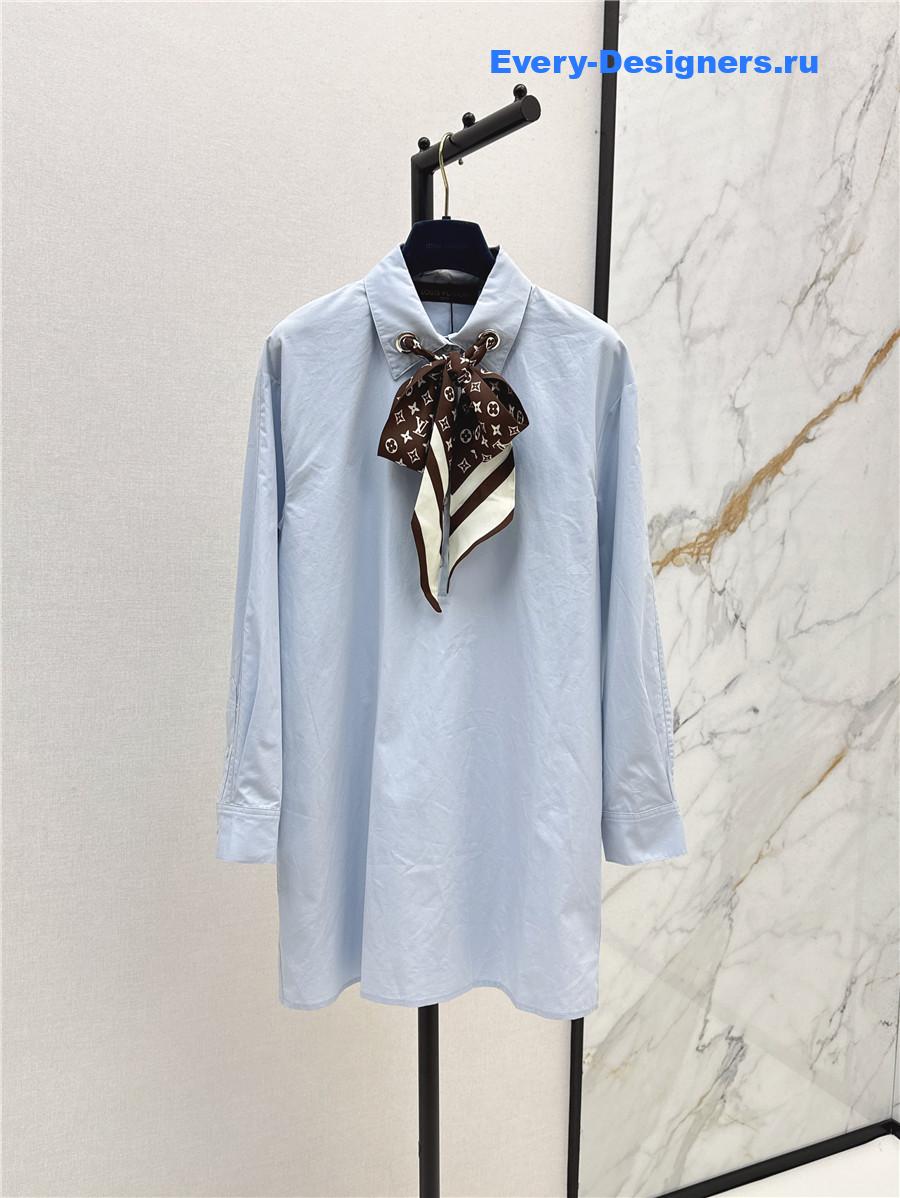 l0vis Vvtt0n blue monogram scarf shirt dress
