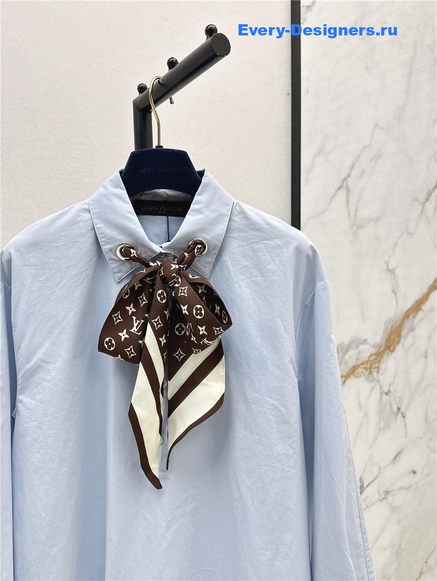 l0vis Vvtt0n blue monogram scarf shirt dress