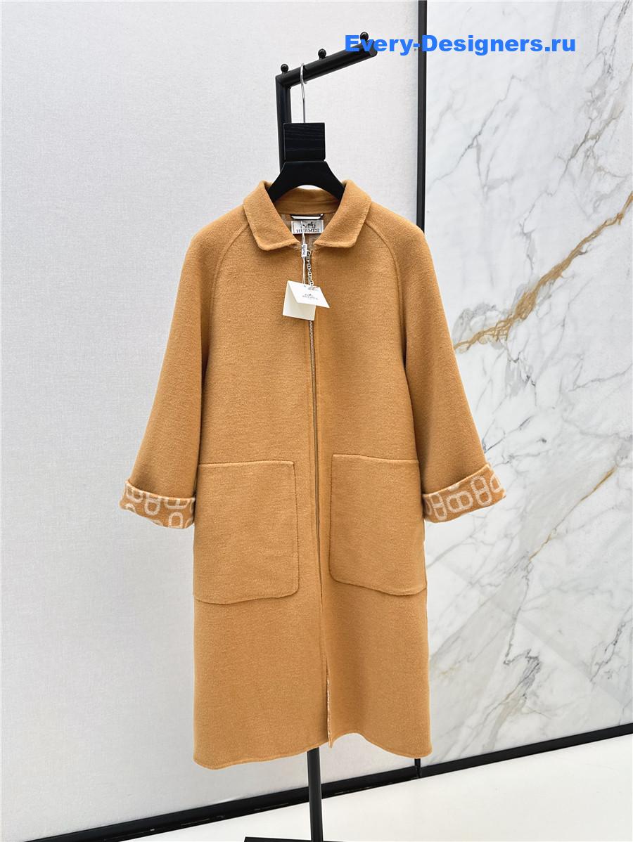 H**me5 double cashmere long coat in brown