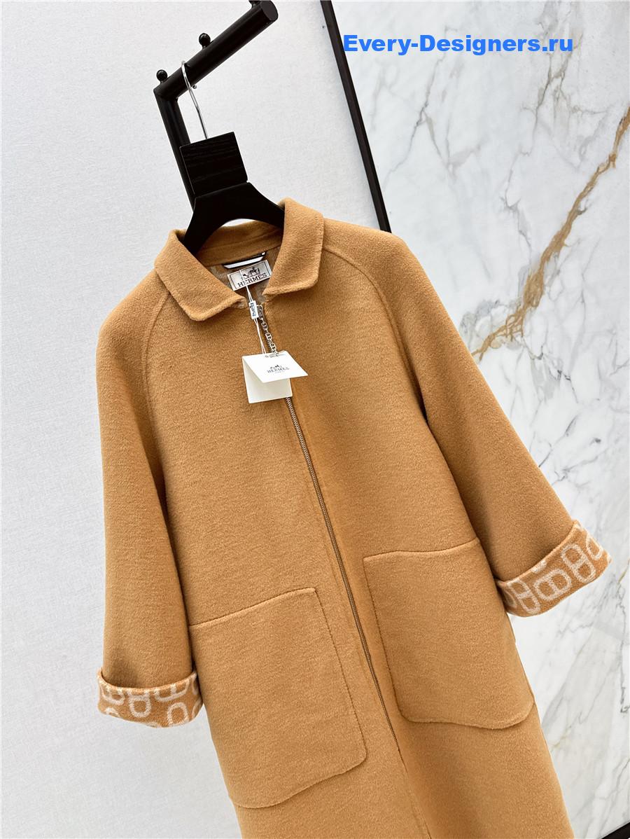 H**me5 double cashmere long coat in brown