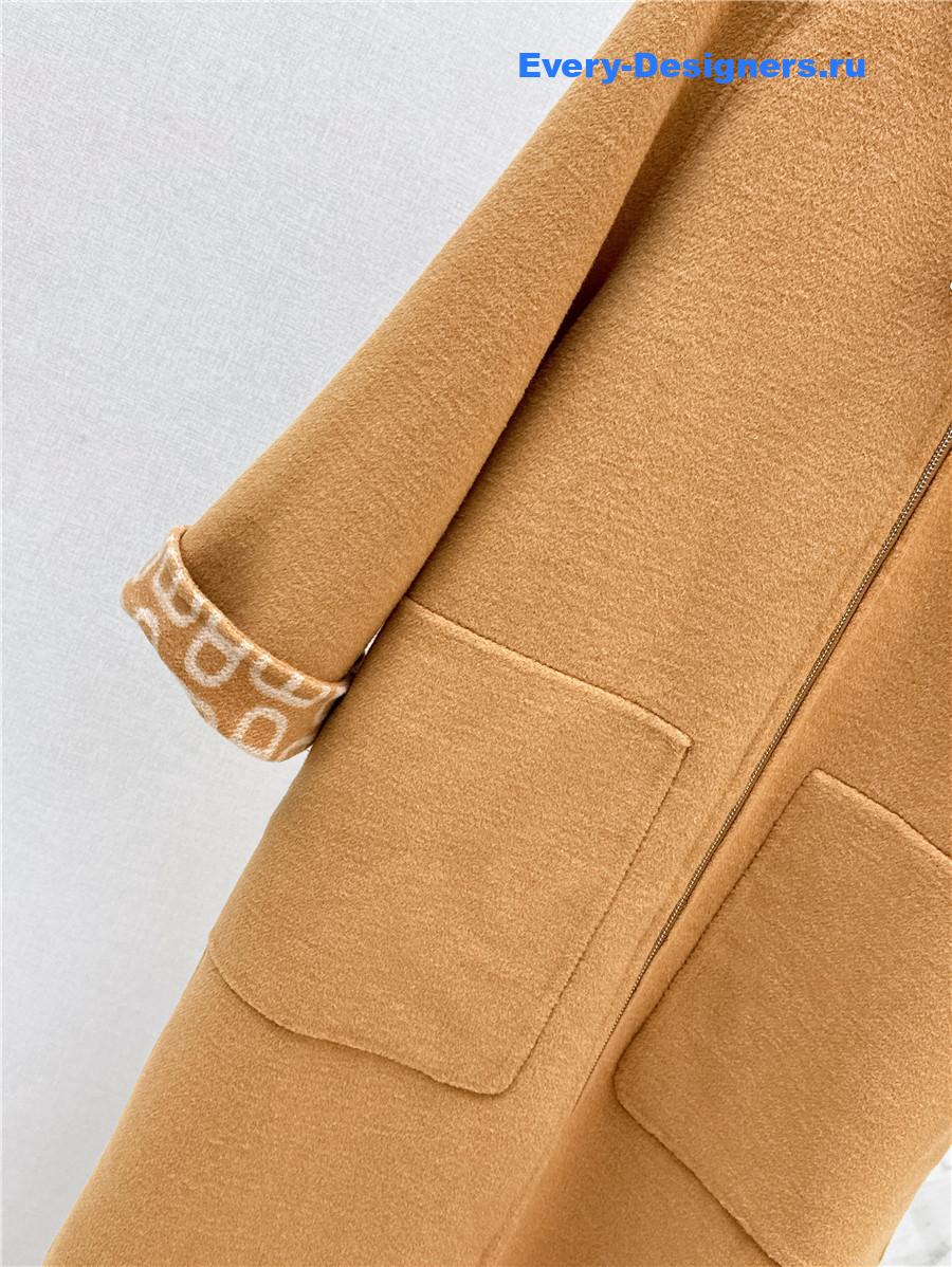 H**me5 double cashmere long coat in brown