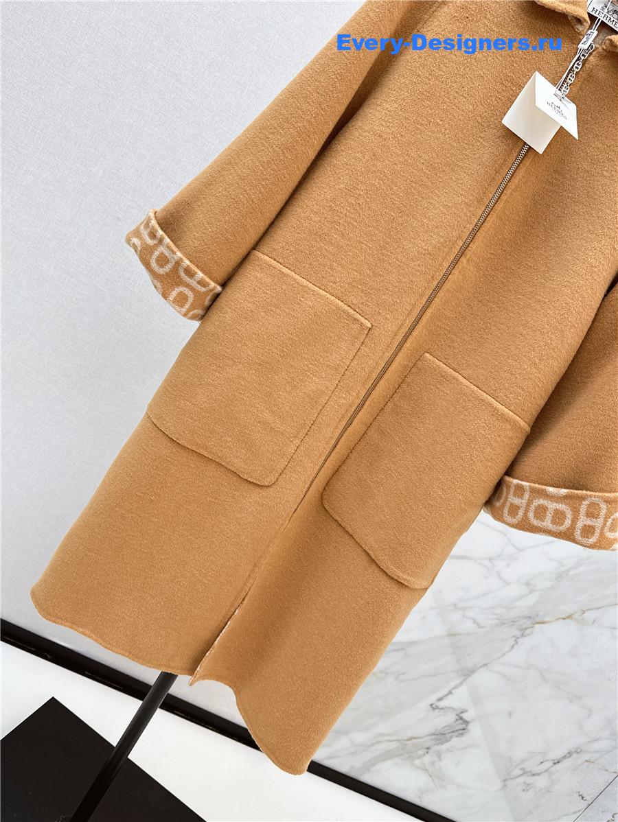 H**me5 double cashmere long coat in brown