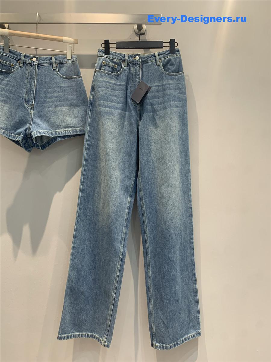 Pra*a blue high waist straight jeans