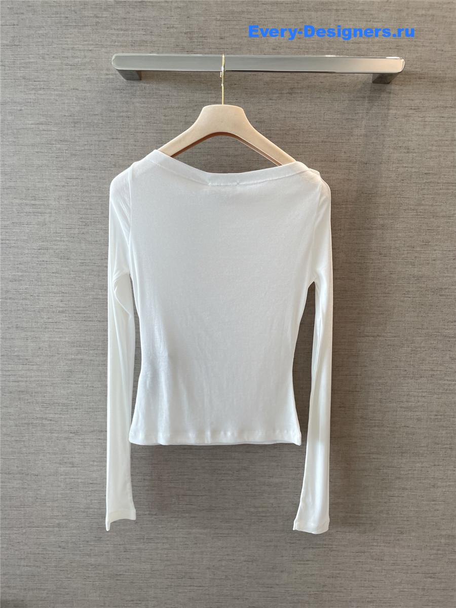 Miu Miu White Ribbed Jersey Top