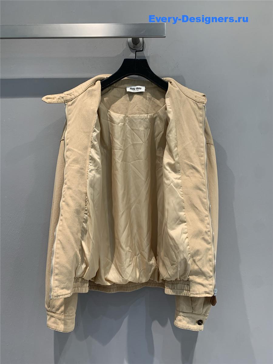 Miu Miu Denim Blouson Jacket Beige