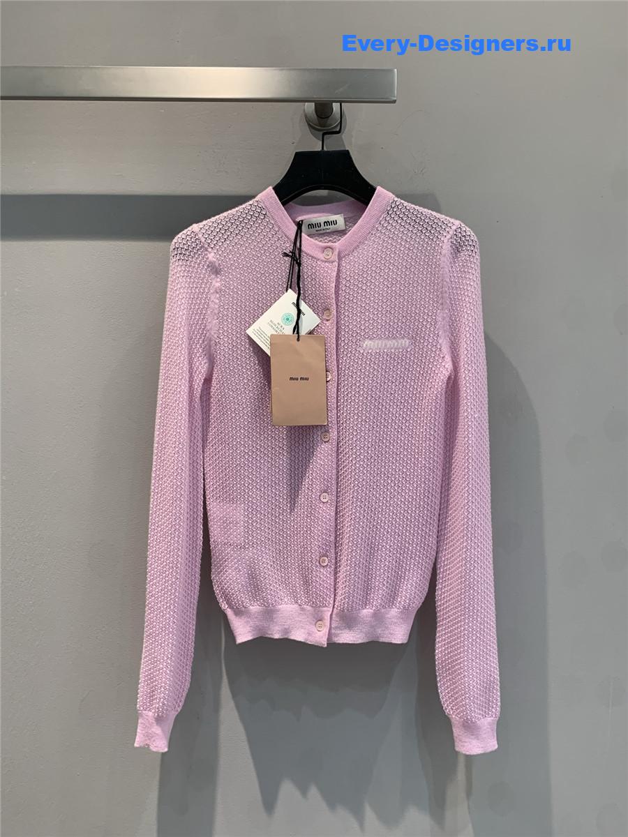 Miu Miu Alabaster Pink Cashmere Cardigan