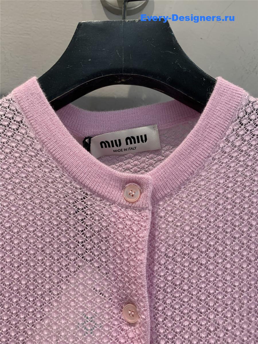 Miu Miu Alabaster Pink Cashmere Cardigan